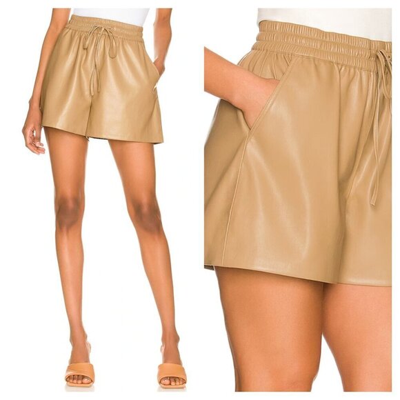 Good American Better Than Leather Short in Warm Caramel Tan Women's 0 XS - Picture 2 of 7